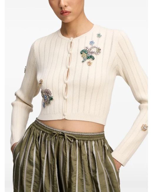 Cinq À Sept White Allison Ribbed Cardigan