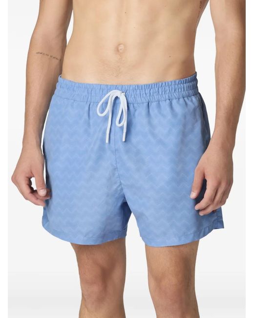 Missoni Blue Drawstring Swim Shorts With Zigzag Pattern for men