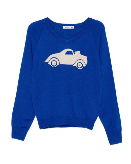OPEN YY Trui Met Print in het Blue