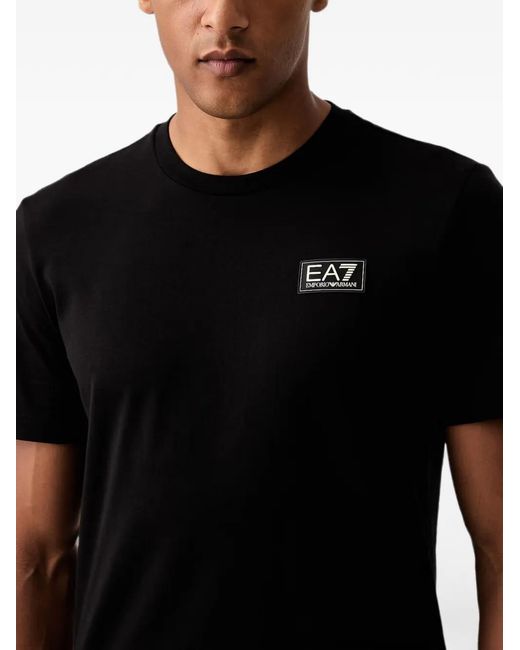EA7 Black Logo-Patch T-Shirt for men