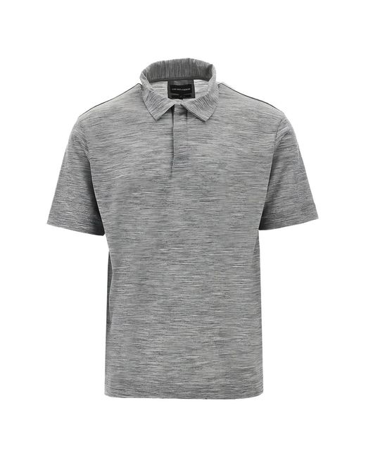 Emporio Armani Gray Knitted Polo Shirt for men