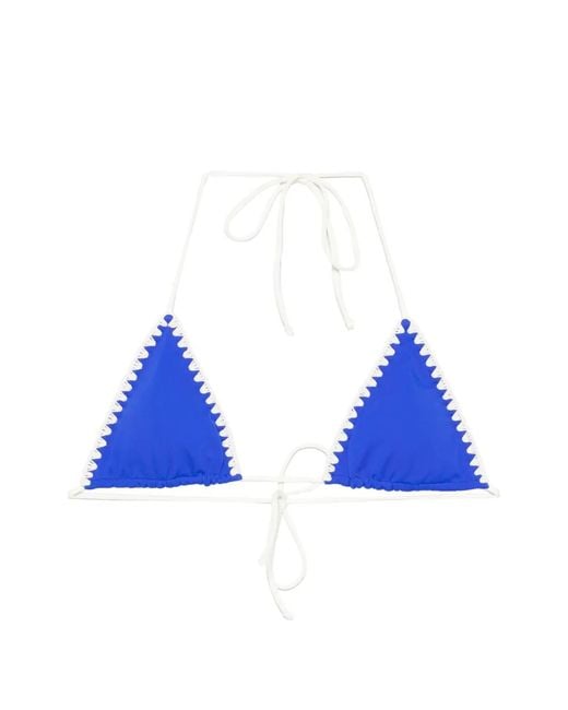 Leslie Amon Blue Lucy Whipstitch Bikini Top