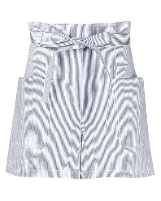 Philosophy Di Lorenzo Serafini Blue Striped High-Waisted Shorts