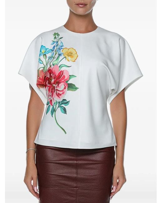 Ted Baker White Lahnaa Floral-Print Blouse