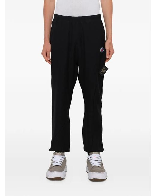 Undercover Black X Champion Logo-Patch Track Pants for men
