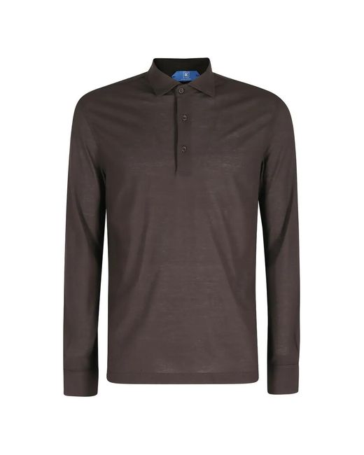 KIRED Brown Long-Sleeve Buttoned Polo Shirt for men