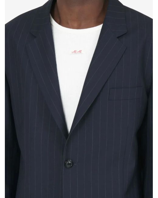 Maison Margiela Blue Pinstripe Wool Blazer for men