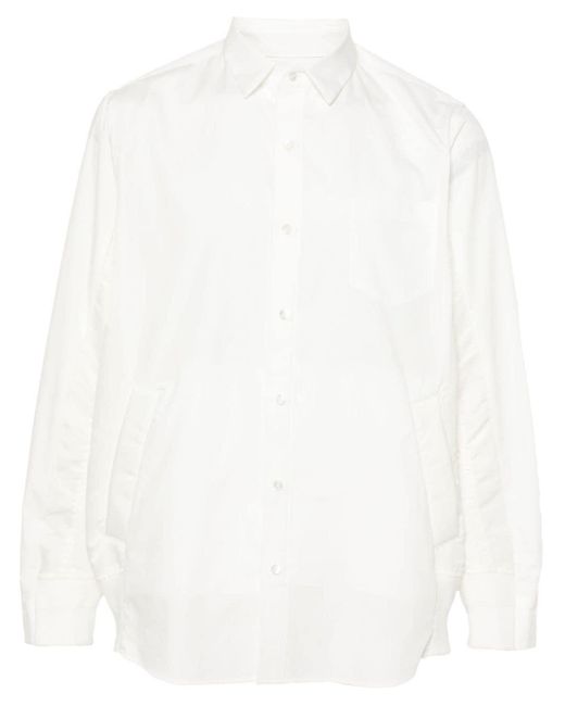 Sacai Popeline-Hemd mit geripptem Einsatz in White für Herren