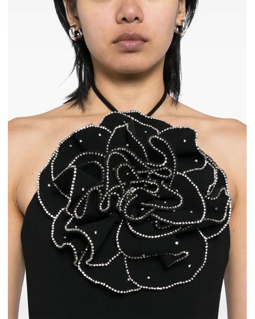 Rebecca Vallance Black Eliana Halter Midi Dress