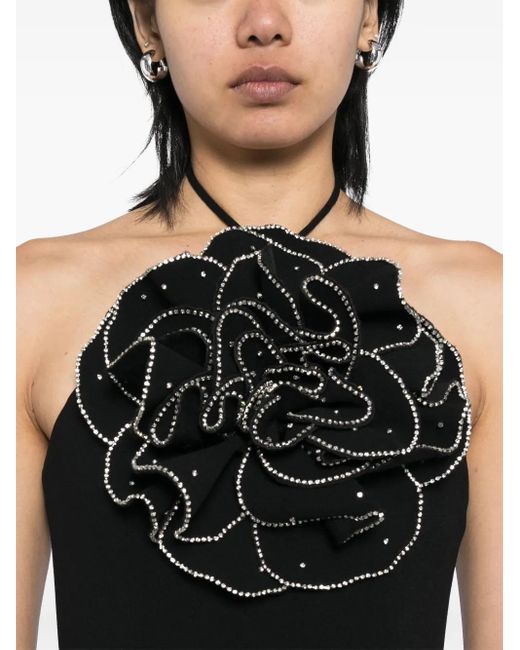 Rebecca Vallance Eliana Midi-Jurk Met Halternek in het Black