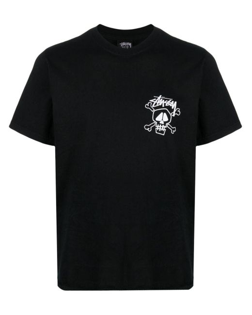 Stussy Black Skull & Bones Cotton T-shirt for men