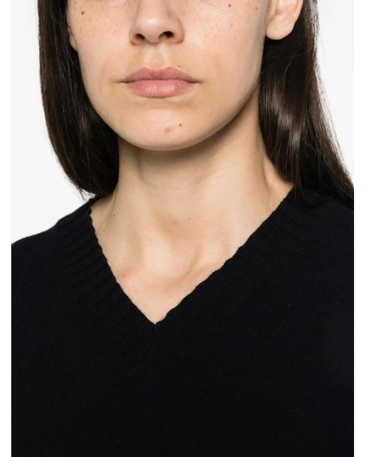 Fabiana Filippi Black Bead-Embellished V-Neck Sweater