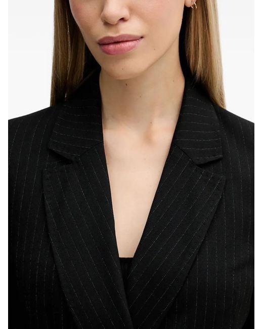Sisley Black Pinstripe Belted V-Neck Jacket