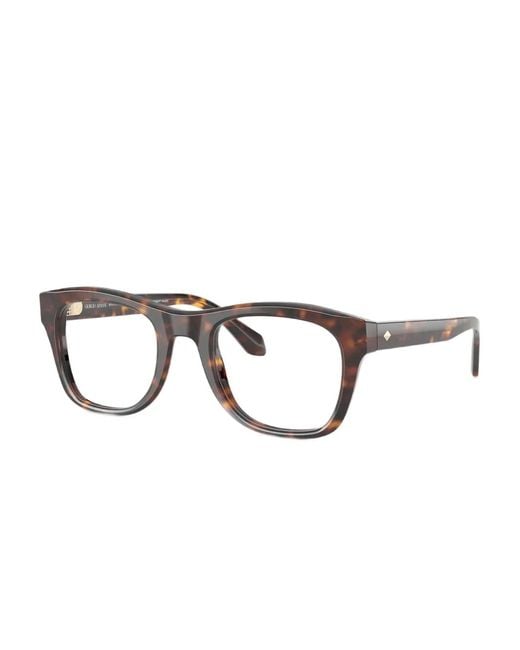 Giorgio Armani Brown Tortoiseshell Rectangle Glasses for men