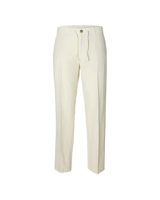 SELECTED White Drawstring Trousers for men