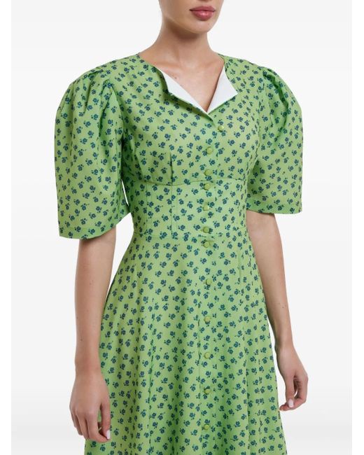 POST MERIDIEM Green Button-Down Midi Dress