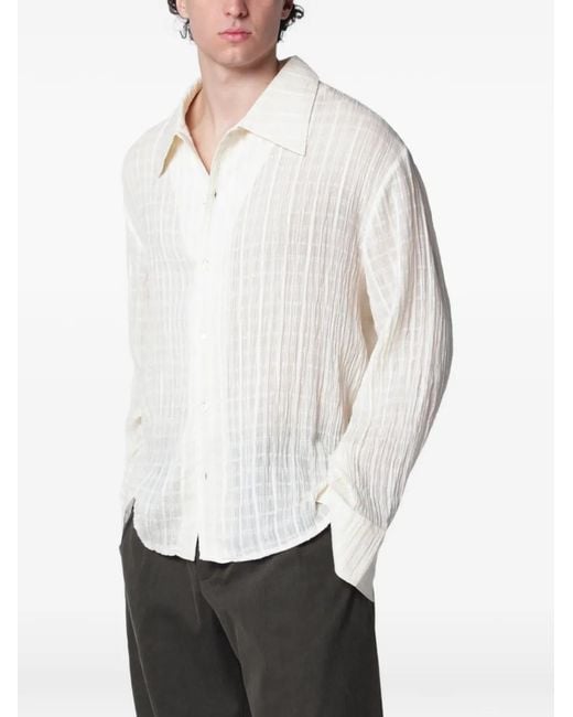 Séfr White Check-Textured Shirt for men