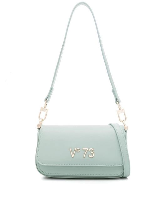 V73 Blue Bamboo Logo-lettering Shoulder Bag