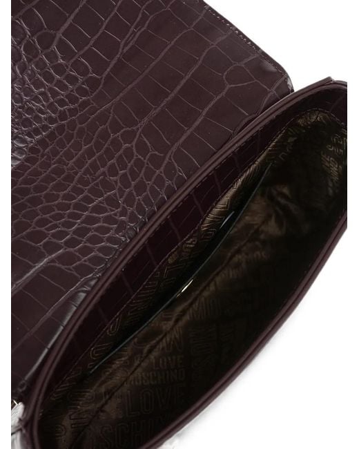 Moschino White Crocodile-Effect Shoulder Bag