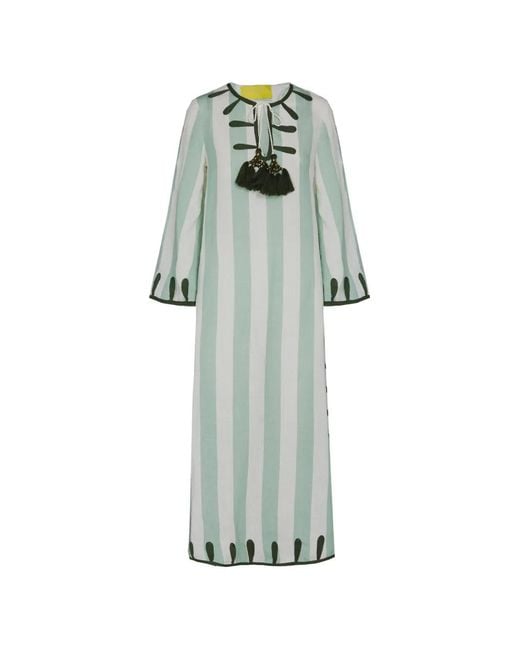 PHILIPPA 1970 White Edna Striped Maxi Dress