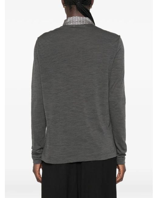 Whyci Gray Geometric-Print Panelled Shirt