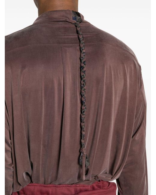 Magliano Brown Braided-strap Detailed Silk Shirt for men