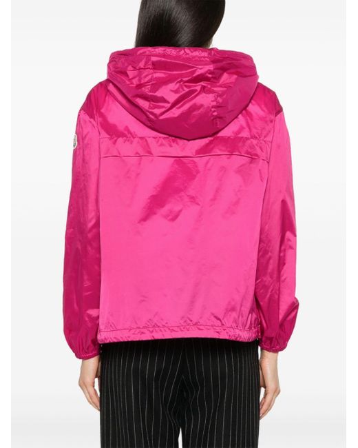 Moncler Pink Logo-appliqué Hooded Jacket