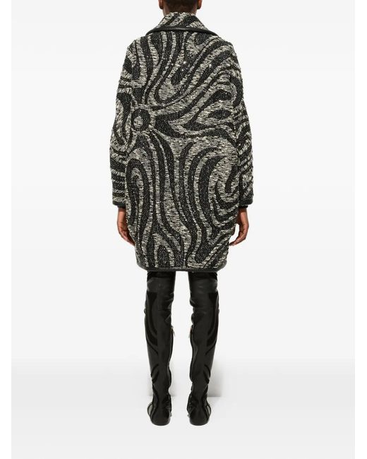 Emilio Pucci Black Tweed Patterned Coat