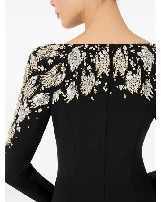 Jenny Packham Black Kelly Embellished Long-Sleeve Maxi Dress