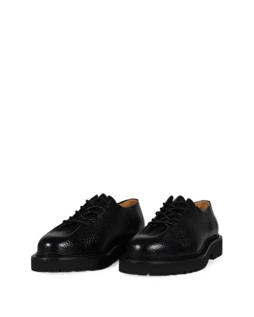 Jacques Soloviere Black Edouard Lug Bold Grained Leather Derby Shoes for men