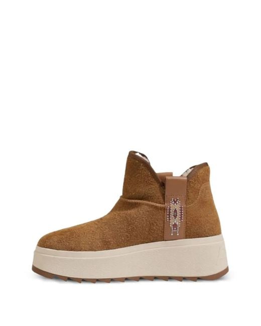 Ash Brown Moon Platform Ankle Boots