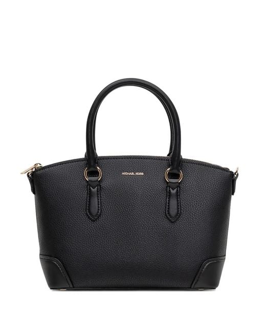 Michael Kors Black Md Ew Dome Logo-Plaque Leather Tote Bag