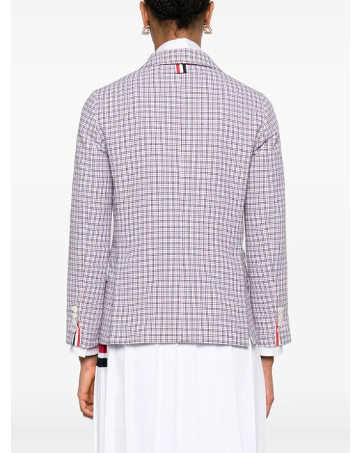 Thom Browne Purple Check Crepe Single-Breasted Blazer