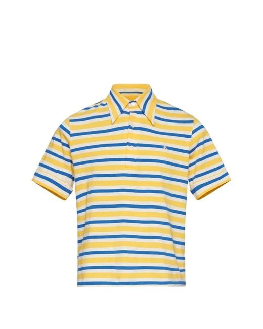 MM6 by Maison Margiela Yellow Striped Short-Sleeve Polo Shirt for men