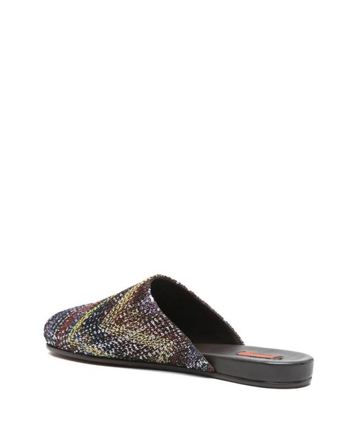 Missoni Gray Sequined Flat Mules
