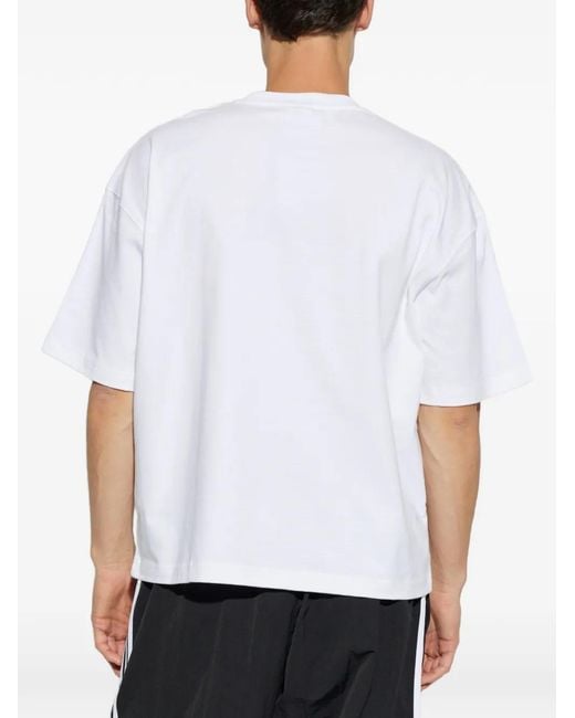 Adidas White Logo-Embroidered T-Shirt for men