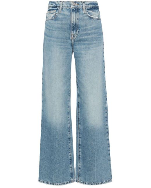 FRAME Blue Le Jane High-rise Wide-leg Jeans