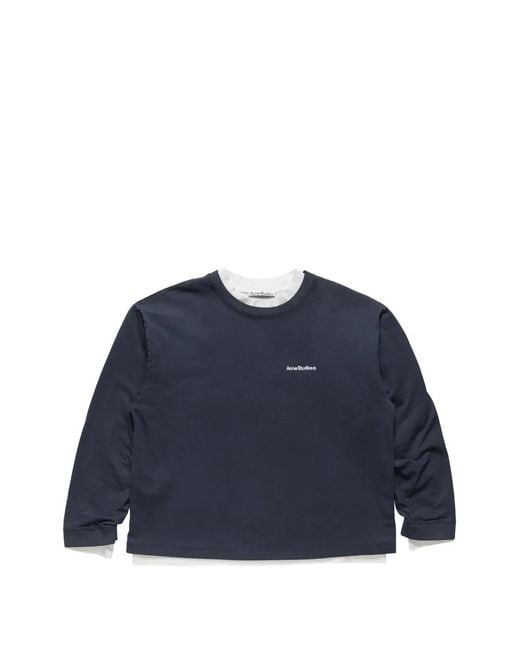 Acne Blue Logo-Print Layered Sweatshirt