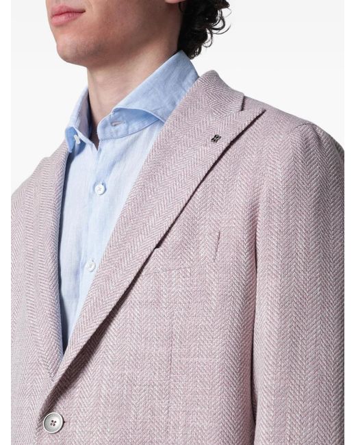 Tagliatore Purple Herringbone Blazer for men