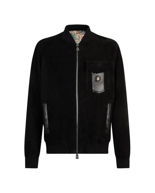 Billionaire Black Chest-Pocket Suede Jacket for men