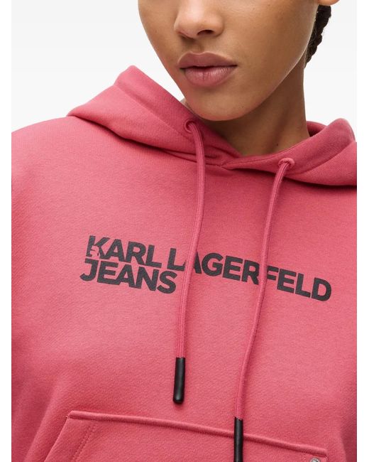 Karl Lagerfeld Pink Logo-Print Hoodie