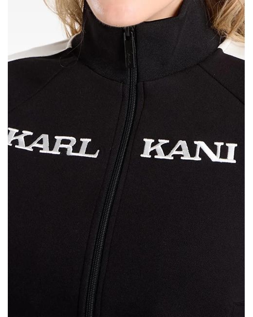 Karlkani Black Logo-Embroidered Side-Stripe Jacket