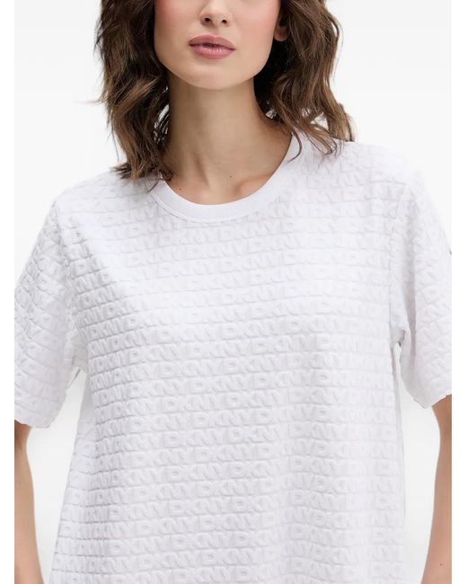 DKNY White Logo-Embossed Short-Sleeve Nightdress