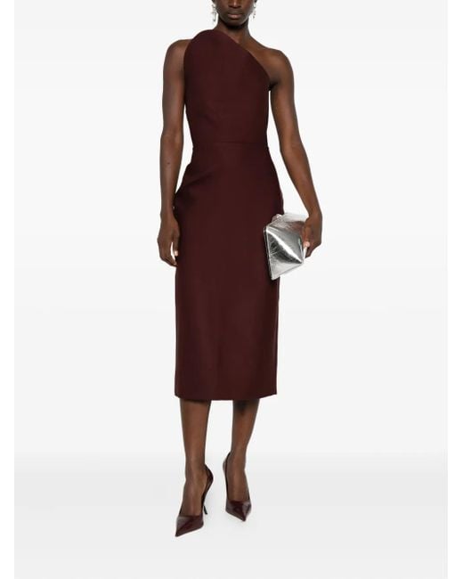David Koma Purple Strapless Asymmetric-Neck Midi Dress