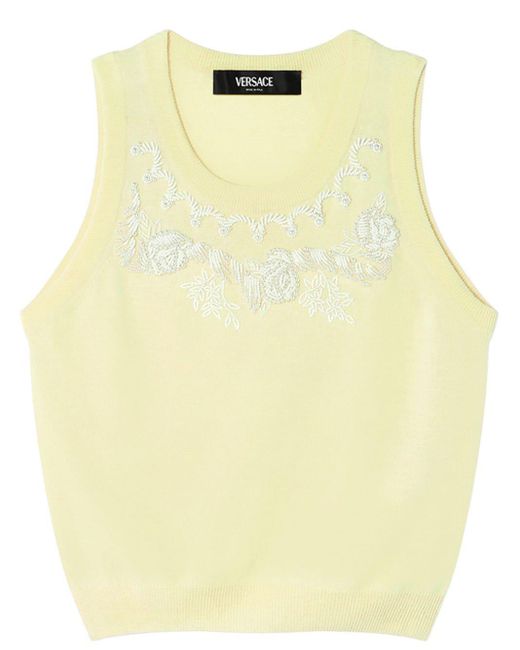 Versace Yellow Embroidered Sweater Vest