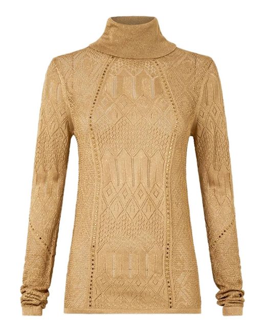 Camilla Top Met Col En Kristallen in het Natural