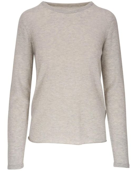 Majestic Filatures Gray Round-Neck Cashmere Jumper
