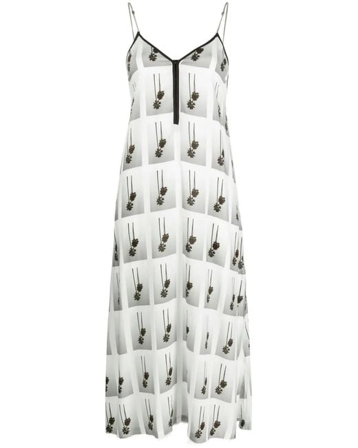 Palm Angels White Palm-Tree Midi Dress