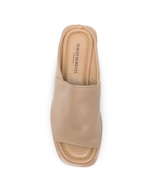 SERGIO MORETTI FIRENZE Natural Open-Toe Leather Sandals