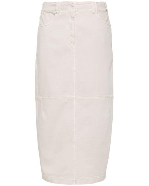 Brunello Cucinelli White Denim Long Skirt